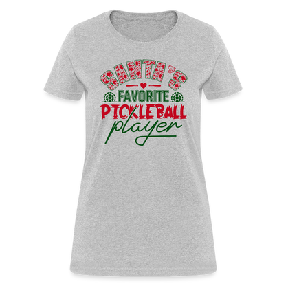 Santa's Favorite Pickleball Player Women's Contoured T-Shirt - heather gray