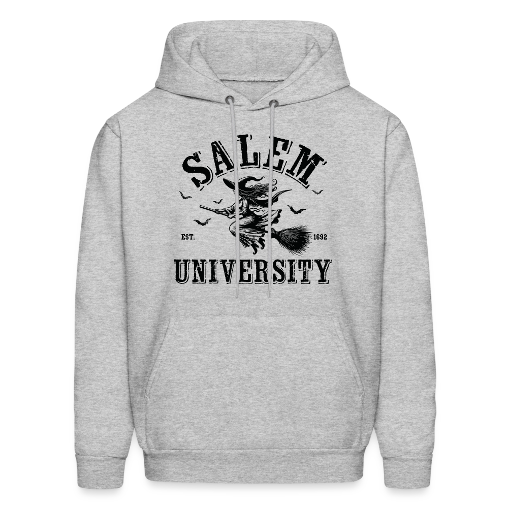 Salem University Hoodie (Halloween Witch Riding Broom) - heather gray