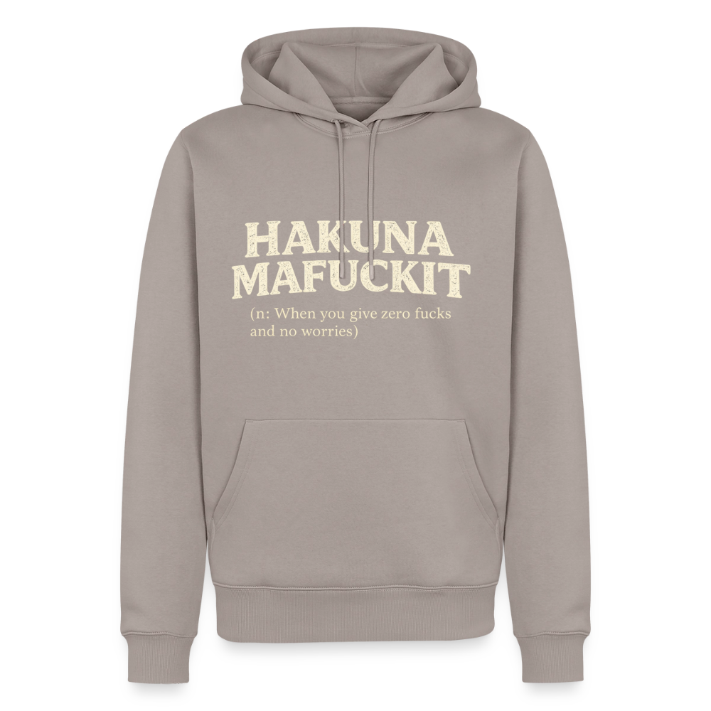 Hakuna Mafuckit Men’s Funny Graphic Hoodie Color: Taupe
