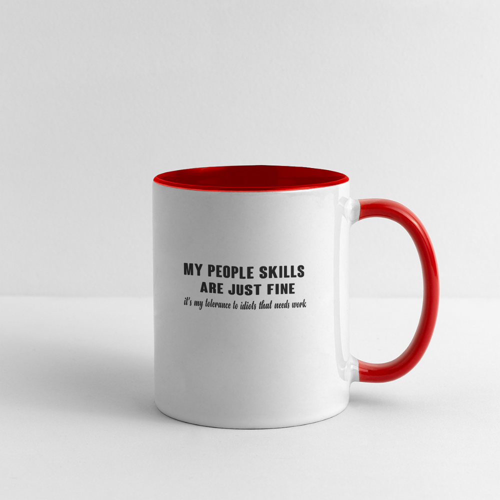 It's My Tolerance To Idiots That Needs Work Coffee Mug - white/red