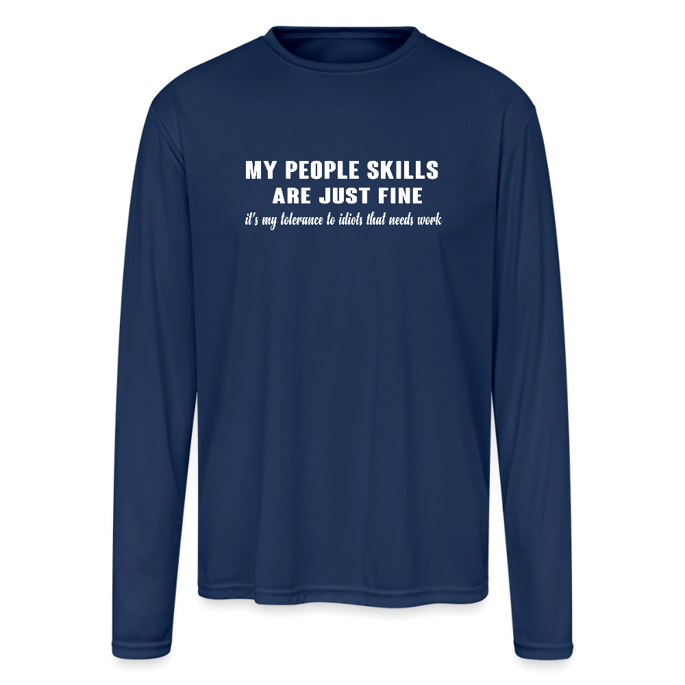 People Skills vs. Idiots Men’s Performance Long Sleeve – Sarcastic & Sharp - navy