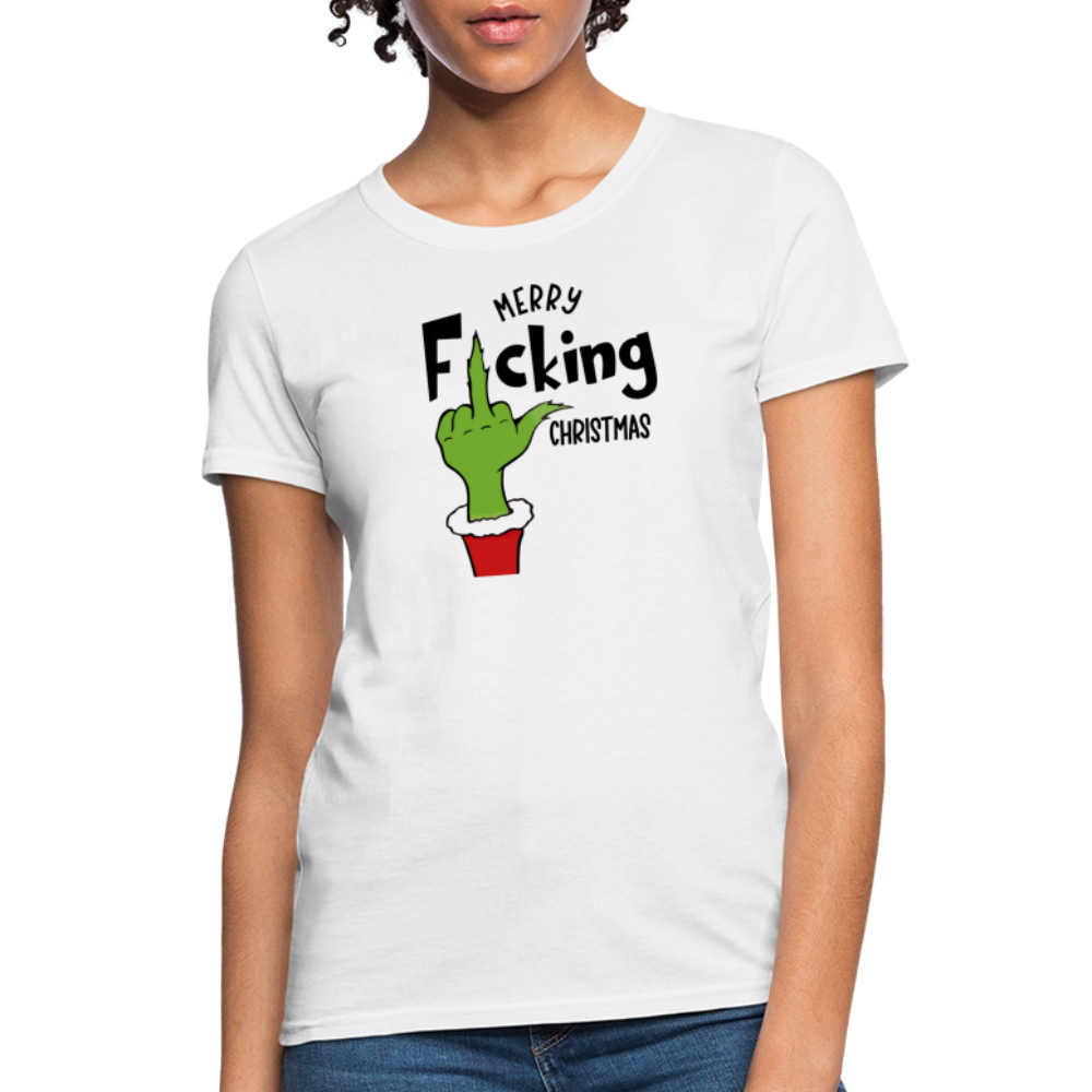 Merry F*cking Christmas grumpy Middle Finger Women's T-Shirt - white