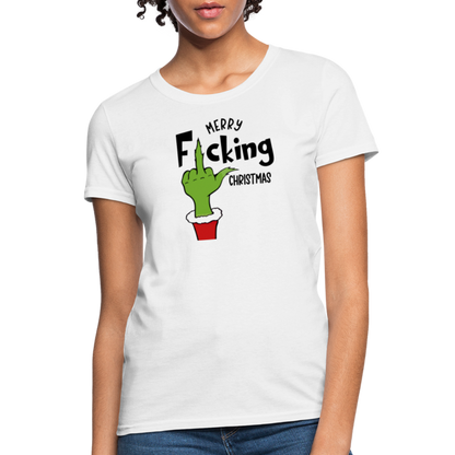 Merry F*cking Christmas grumpy Middle Finger Women's T-Shirt - white