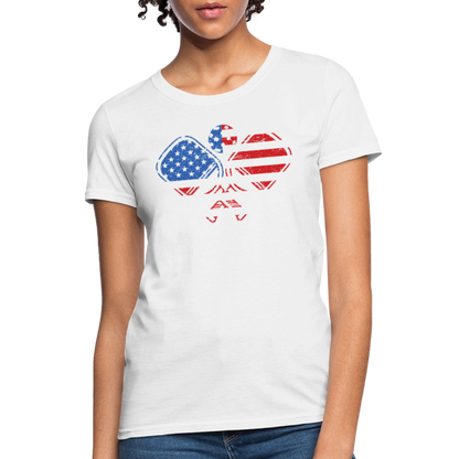 American Flag Pickleball Paddle Women's Contoured T-Shirt - white