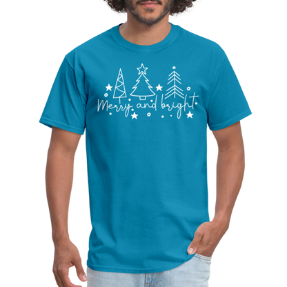 Merry and Bright (Christmas) T-Shirt - turquoise