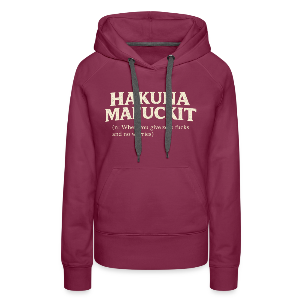 Hakuna Mafuckit Women’s Funny Graphic Hoodie Color: Heather Denim