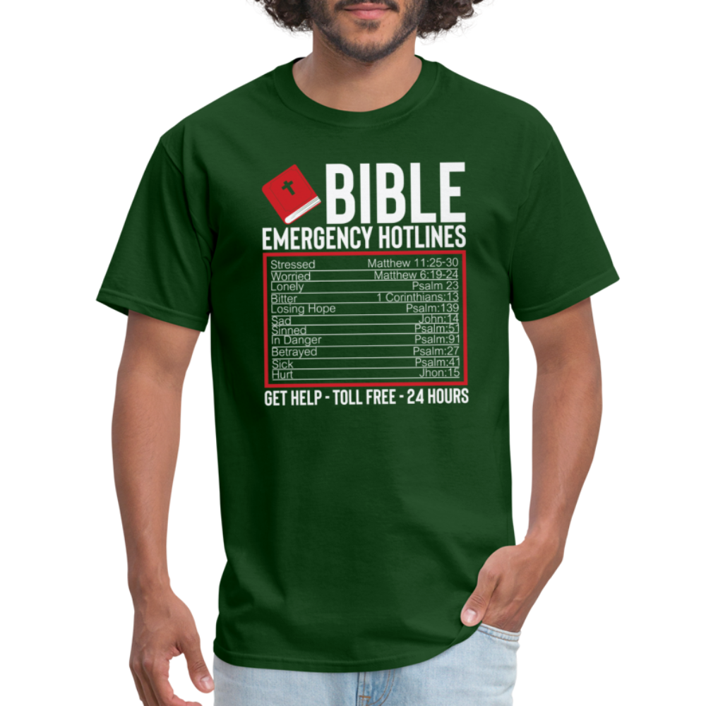 Bible Emergency Hotline (Scriptures) T-Shirt - forest green