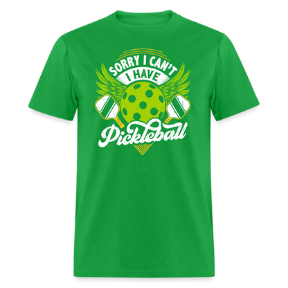 Sorry I can't I Have Pickleball T-Shirt - bright green