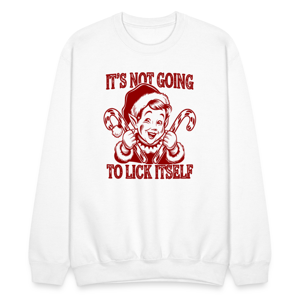 It's Not Going To Lick Itself (Naughty Christmas Elf) Sweatshirt - white