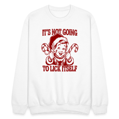 It's Not Going To Lick Itself (Naughty Christmas Elf) Sweatshirt - white