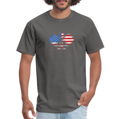 American Flag Pickleball Paddle T-Shirt - charcoal