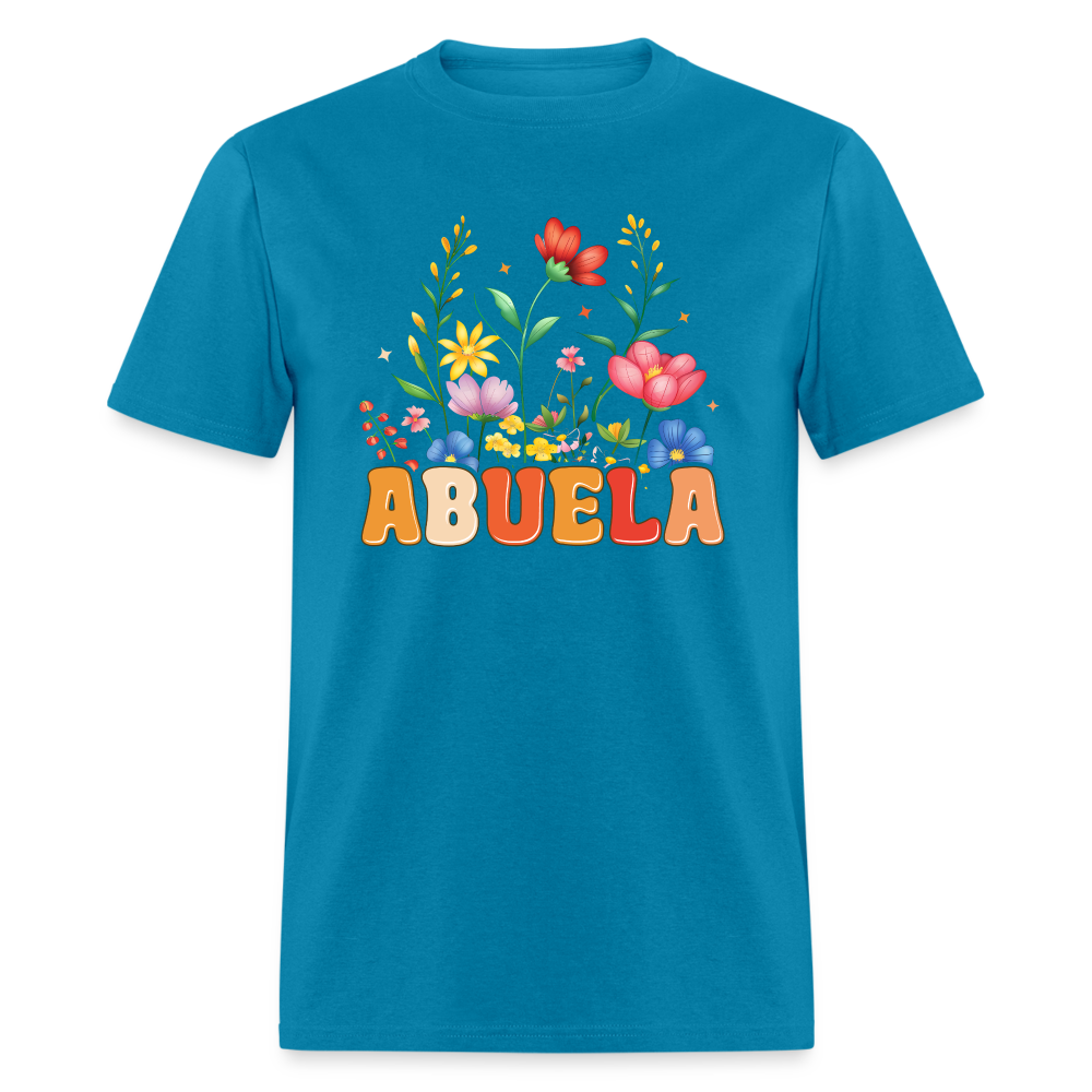 Abuela T-Shirt with Floral Design - turquoise