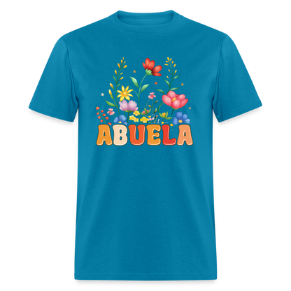 Abuela T-Shirt with Floral Design - turquoise