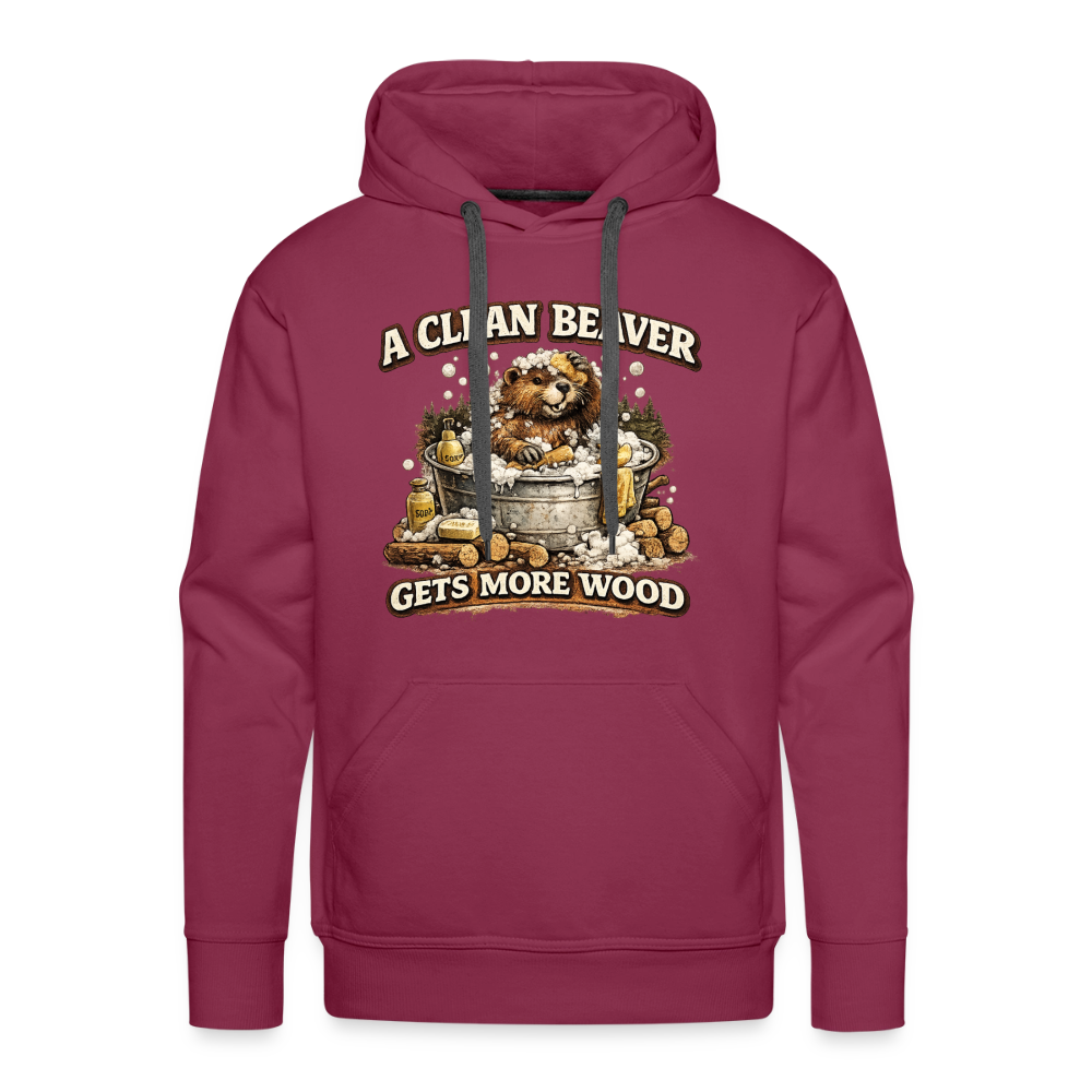 A Clean Beaver Gets More Wood Funny Adult Humor Hoodie Color: burgundy