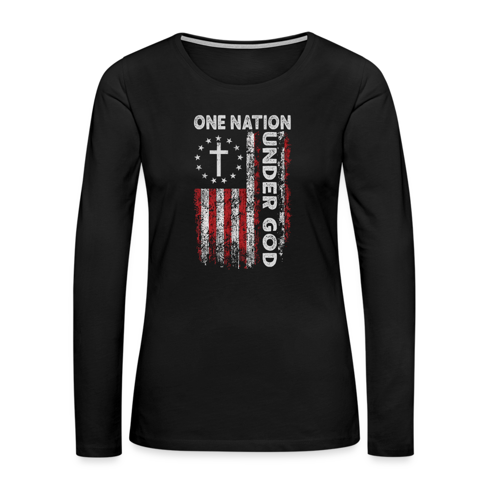 One Nation Under God Women's Premium Long Sleeve T-Shirt - black