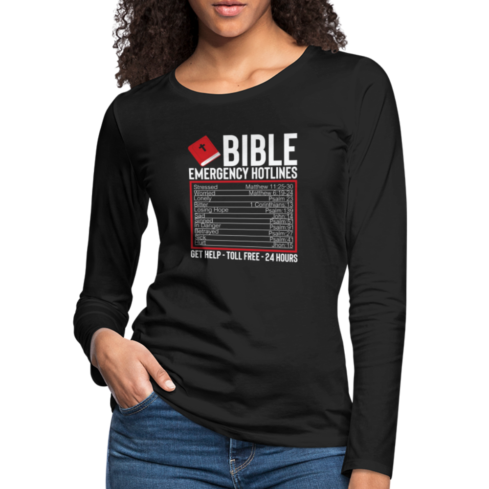 Bible Emergency Hotline (Scriptures) Women's Premium Long Sleeve T-Shirt - black