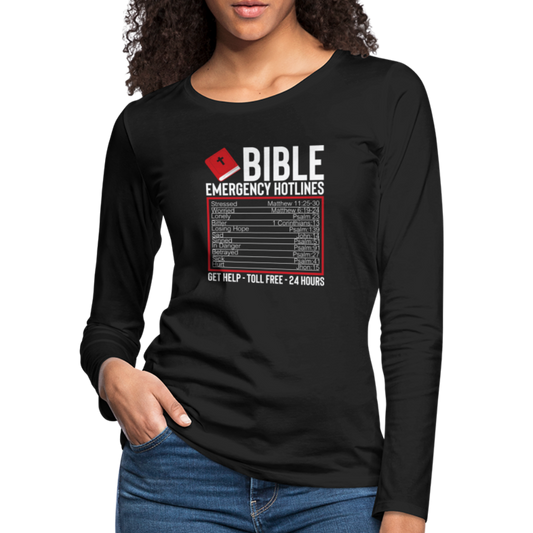 Bible Emergency Hotline (Scriptures) Women's Premium Long Sleeve T-Shirt - black