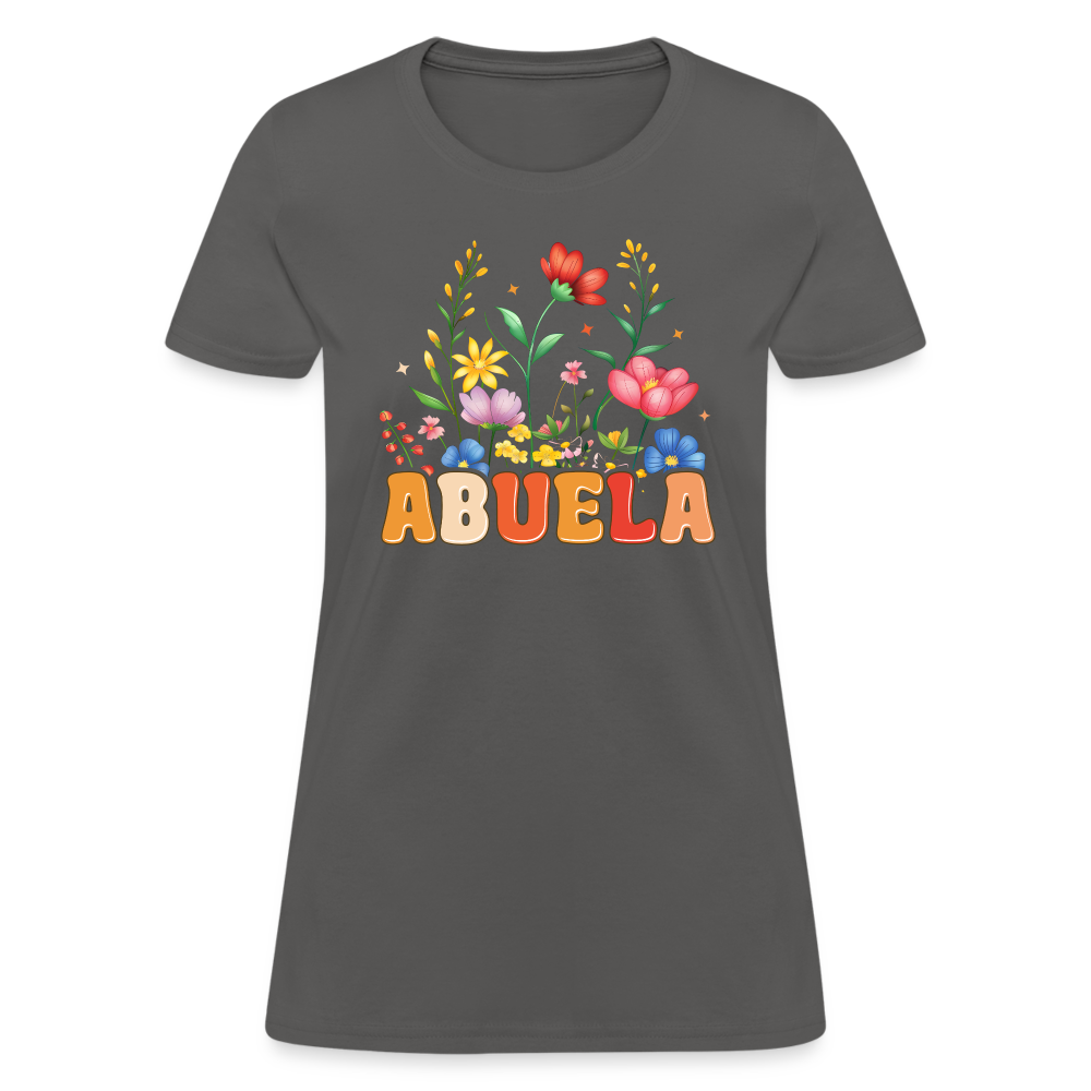 Abuela Women's T-Shirt with Floral Design - charcoal