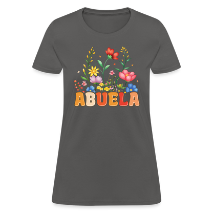 Abuela Women's T-Shirt with Floral Design - charcoal