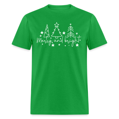 Merry and Bright (Christmas) T-Shirt - bright green