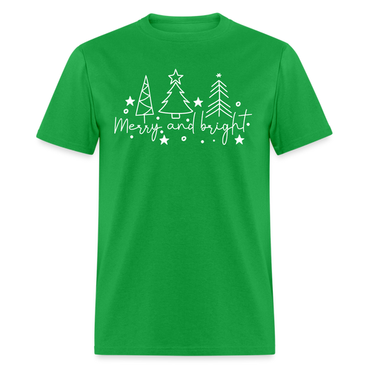 Merry and Bright (Christmas) T-Shirt - bright green