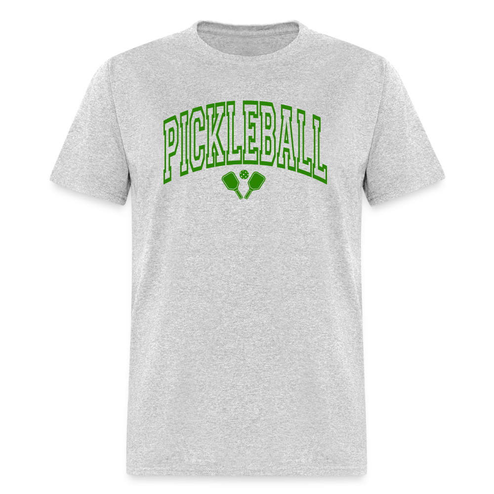 Pickleball T-Shirt (Green Arch Letters) - heather gray