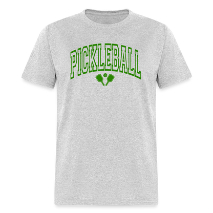 Pickleball T-Shirt (Green Arch Letters) - heather gray