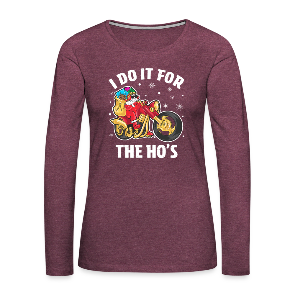 Christmas Biker Santa Women's Premium Long Sleeve T-Shirt - heather burgundy