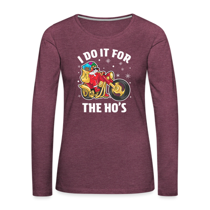 Christmas Biker Santa Women's Premium Long Sleeve T-Shirt - heather burgundy