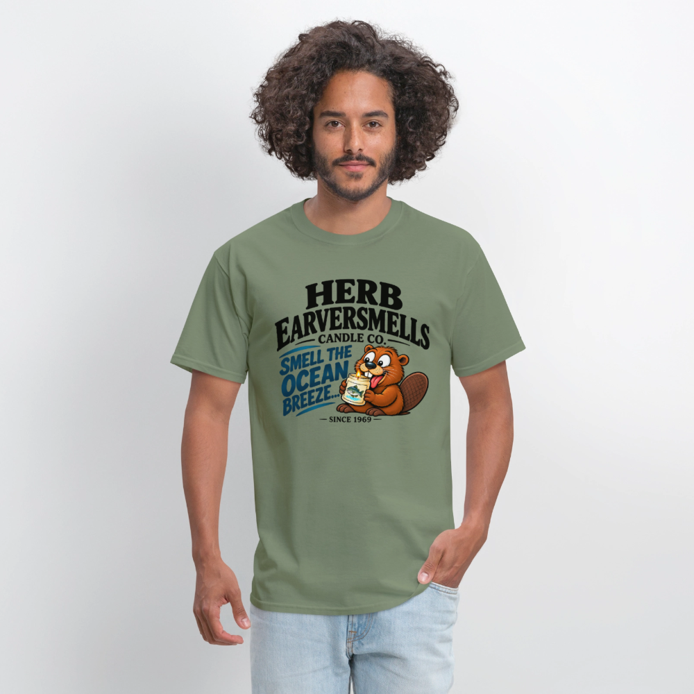 Herb Earversmells Candle Co. – Funny Adult Humor T-Shirt - military green