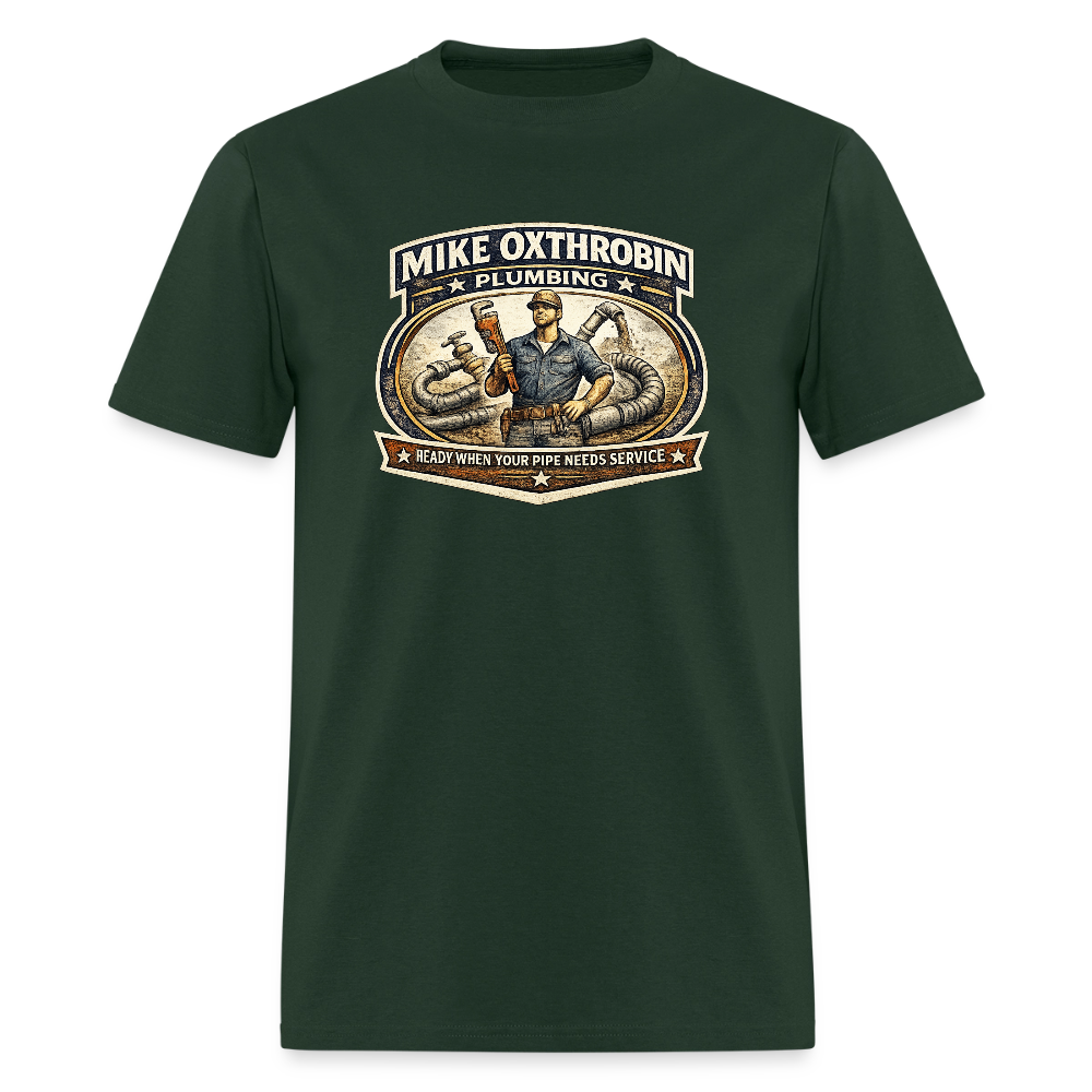 Mike Oxthrobin Plumbing T-Shirt Funny Adult Humor Tee Color: forest green