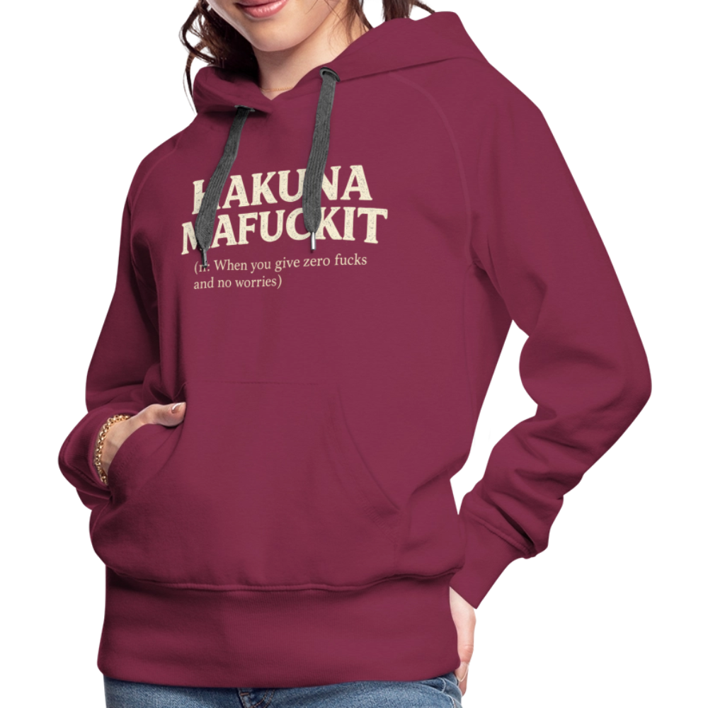 Hakuna Mafuckit Women’s Funny Graphic Hoodie Color: Burgundy