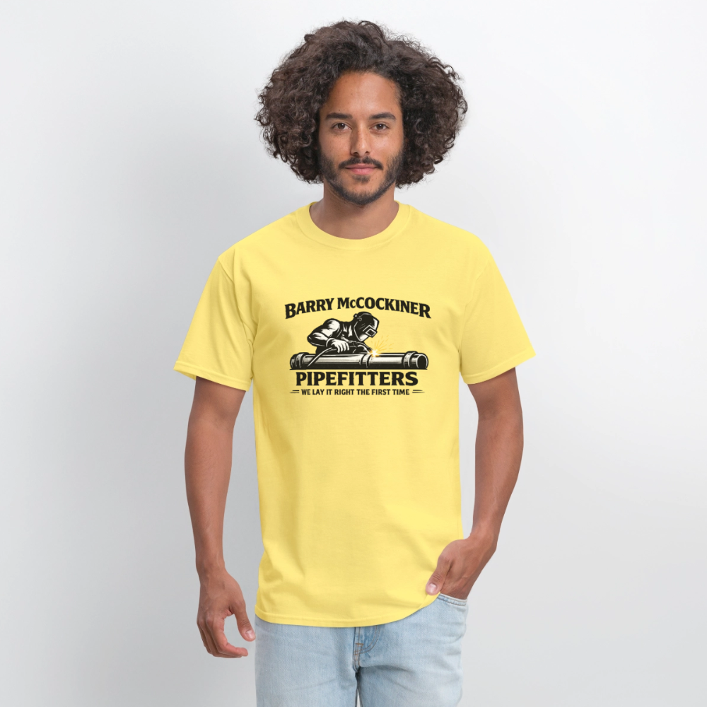 Barry McCockiner Pipefitters Funny Adult T-Shirt Color: Rock
