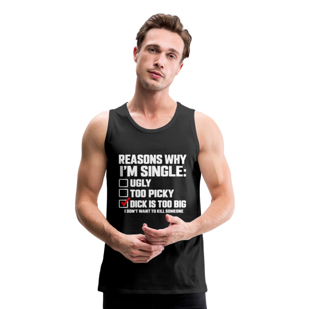 Reasons Why I'm Single Funny Adult Humor Tank Top – Dirty Joke Sleeveless Shirt Color: heather anthracite