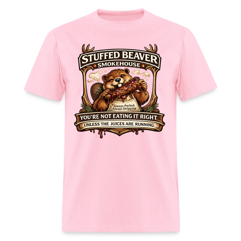 Stuffed Beaver Smokehouse Funny T-Shirt Color: Pink