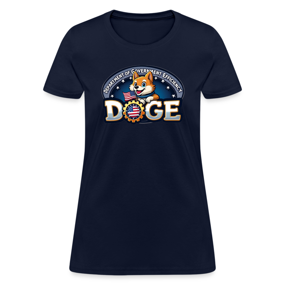 DOGE Logo (Dept of Government Efficiency) Women's Contoured T-Shirt - navy