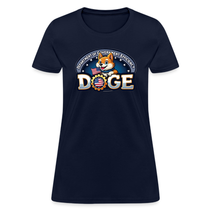 DOGE Logo (Dept of Government Efficiency) Women's Contoured T-Shirt - navy