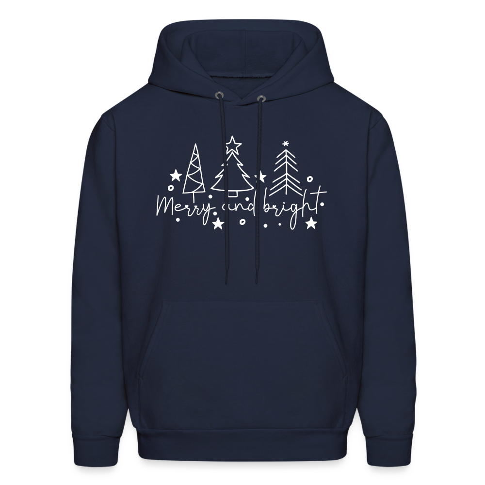 Merry and Bright (Christmas) Hoodie - navy