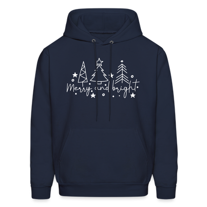 Merry and Bright (Christmas) Hoodie - navy