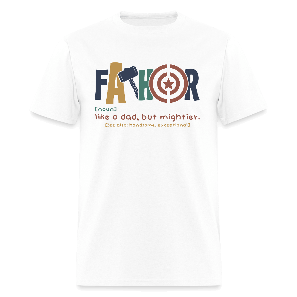FaThor T-Shirt – Funny Superhero Dad Shirt - white