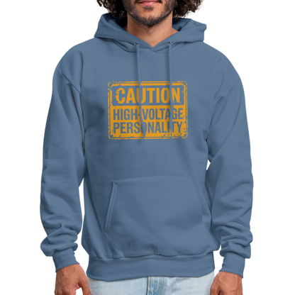 Caution High Voltage Personality Hoodie - denim blue