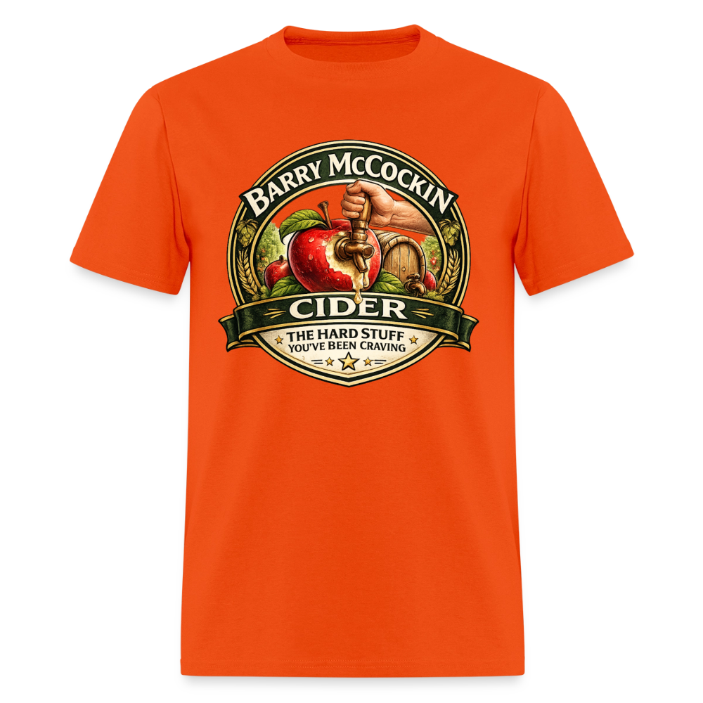 Barry McCockin Cider Funny Graphic T-Shirt Color: Orange