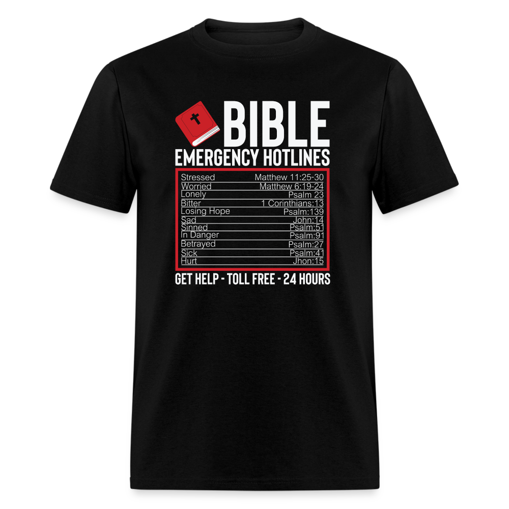 Bible Emergency Hotline (Scriptures) T-Shirt - black