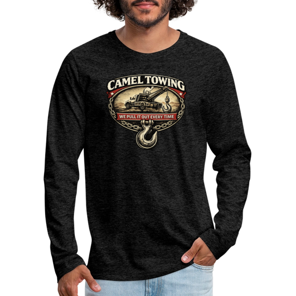 Camel Towing Funny Adult Long Sleeve Shirt Color: Black