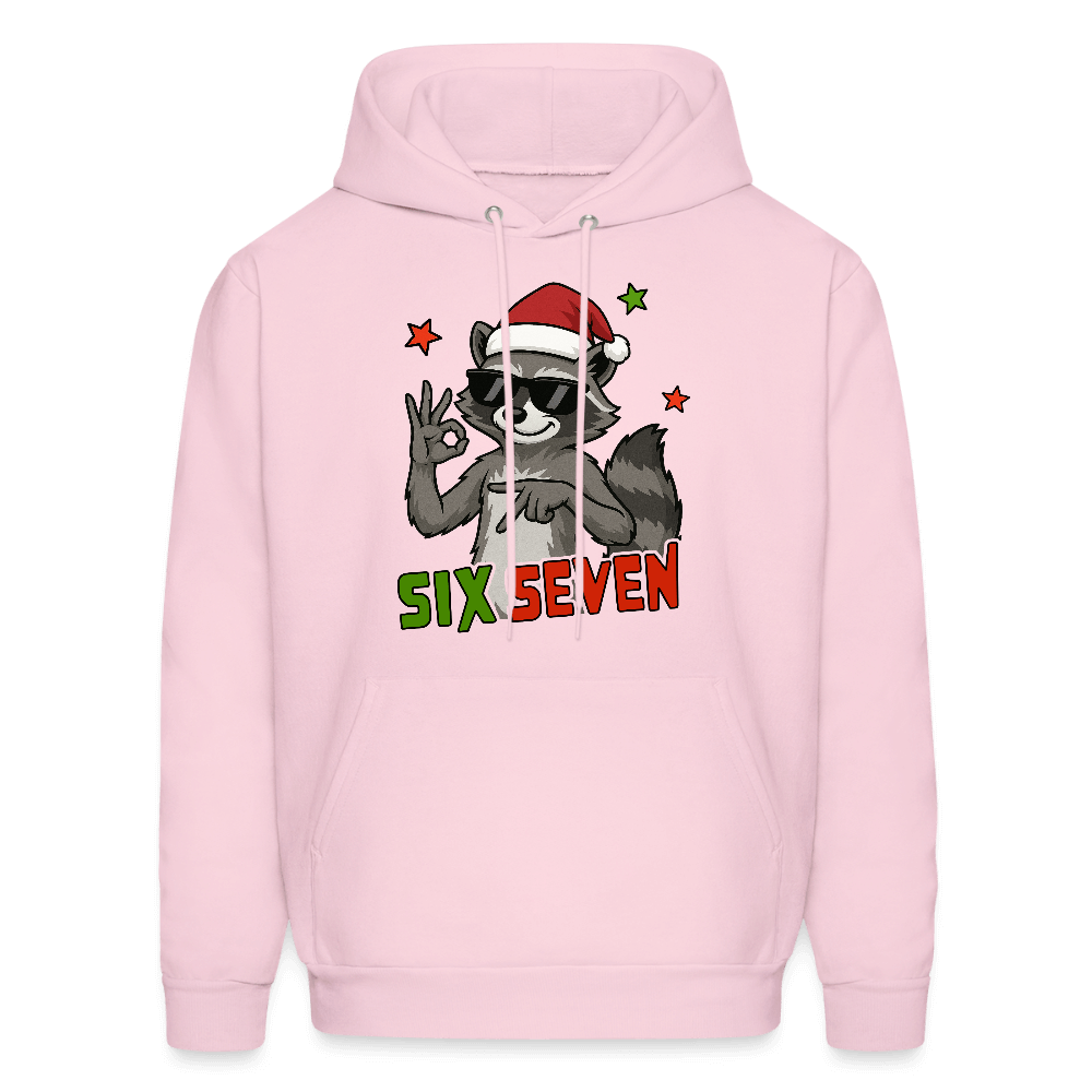 Six Seven 67 Raccoon Christmas Hoodie Color: pale pink