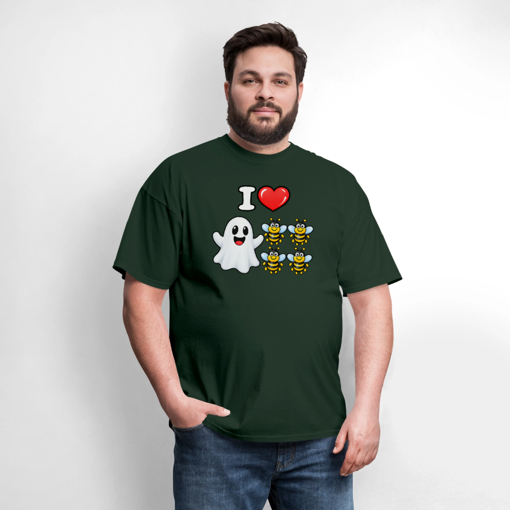 I Heart Boo Bees T-Shirt – Funny Halloween Adult Humor - forest green