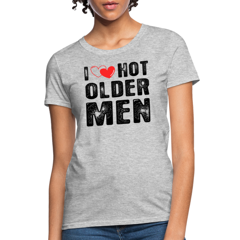 I Heart Hot Older Men (I Love Hot Older Men) Women's Contoured T-Shirt - heather gray