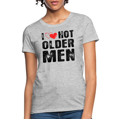 I Heart Hot Older Men (I Love Hot Older Men) Women's Contoured T-Shirt - heather gray