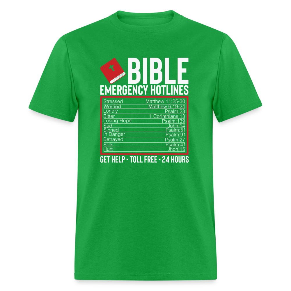 Bible Emergency Hotline (Scriptures) T-Shirt - bright green