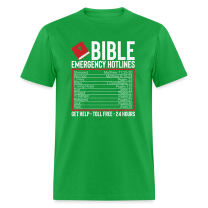 Bible Emergency Hotline (Scriptures) T-Shirt - bright green